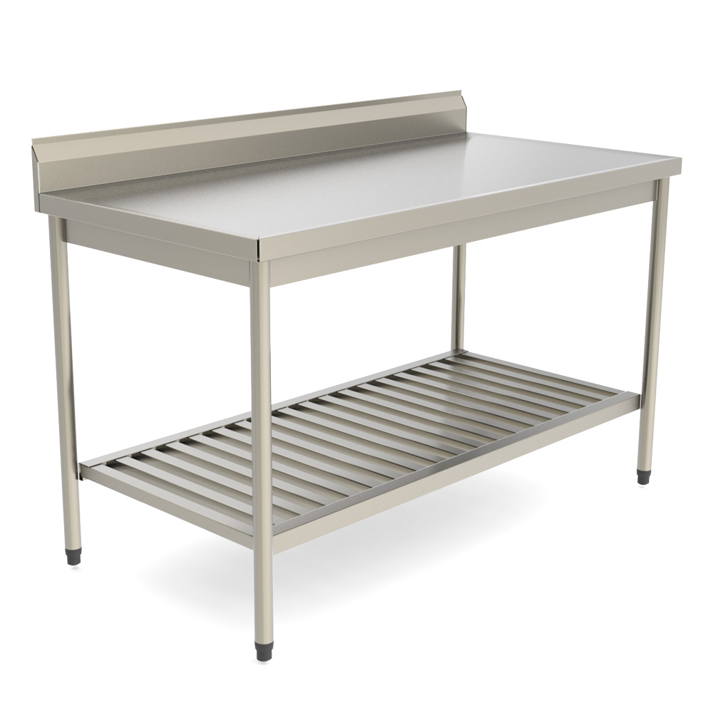 Bancada de Encosto com Prateleira Gradeada